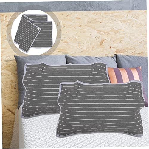 2PCS Non-Skid Pillow Covers with Grey Striped Design