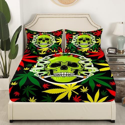Castle Fairy Cannabis Leaf Twin Sheet Set with Pillowcase 1