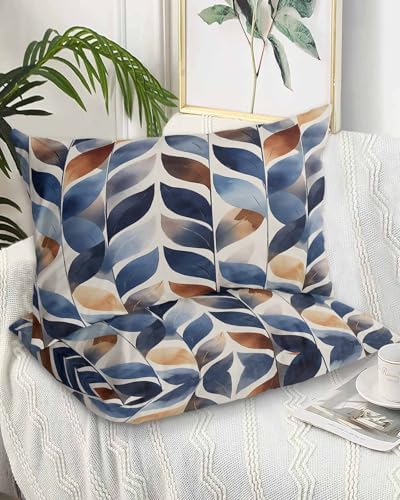 ERUNPONLY Navy Blue Burnt Orange Pillowcase Set of 2