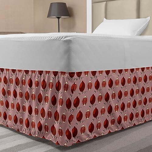 Ambesonne Pomegranate Bedskirt - TwinTwin XL Brushed Microfiber Wrap Around Elastic
