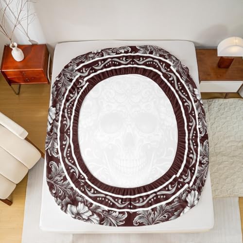 Manfei Gothic Skull Fitted Sheet Set Queen Size 1