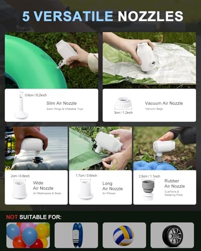 Portable Air Pump with 5 Nozzles Camping Light