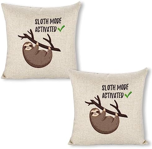 JOJOART Cute Sloth Throw Pillow Covers Set of 2