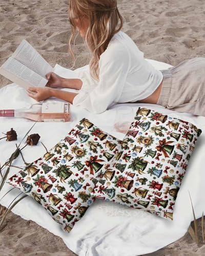 Waterproof Pillow Protector 2 Pack with Zipper and Christmas Bells Bows