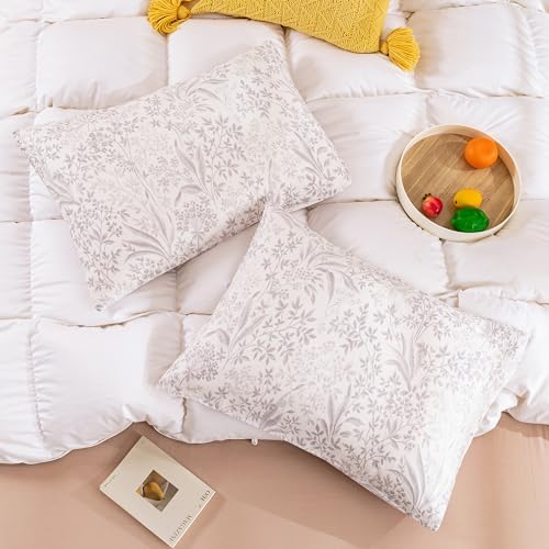 ECOCOTT 2 Pack King Size Floral Pillowcases 100 Cotton