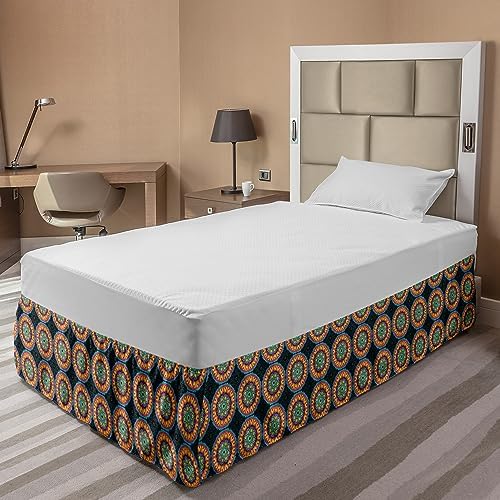 Ambesonne Abstract Elastic Bed Skirt with Floral Mandala Print