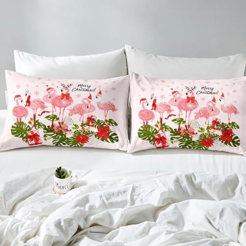 Castle Fairy Pink Flamingo Fitted Sheet Set with Pillowcases