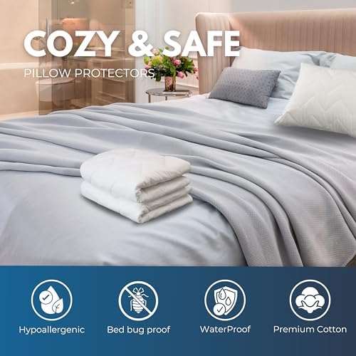 Waterguard Quilted Pillow Protector - Waterproof Bed Bug Proof Zippered