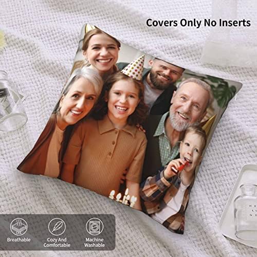 Custom Velvet Pillow Covers with Photo or Text 16x16 Inch Square