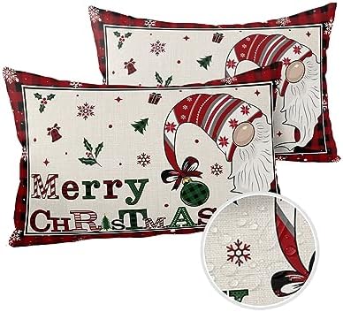 Waterproof Pillow Protectors 2 Pack - Christmas Gnome Design