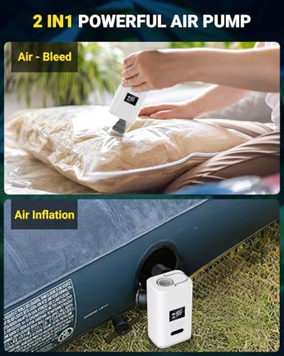 OMQ 2X Quick Inflation Air Pump with LED Light and 5 Nozzles