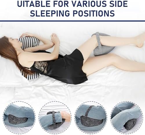 Ergonomic Side Sleeper Leg Pillow for Hip Knee Support Grey