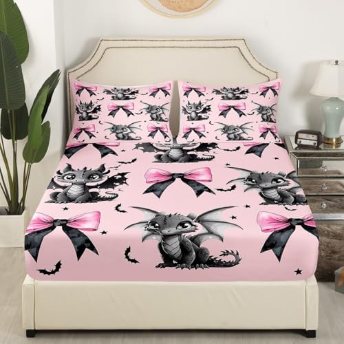 Manfei Little Dragon Fitted Sheet Set Queen Size