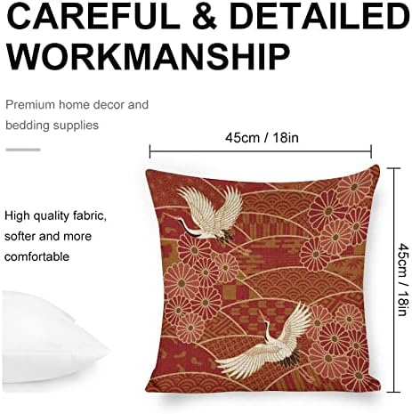 JOJOART Japanese Traditional Cranes Throw Pillow Covers Set of 2