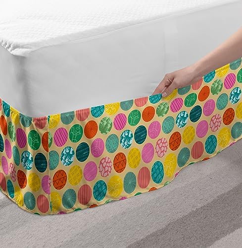 Ambesonne Abstract Bedskirt with Colorful Circles Design