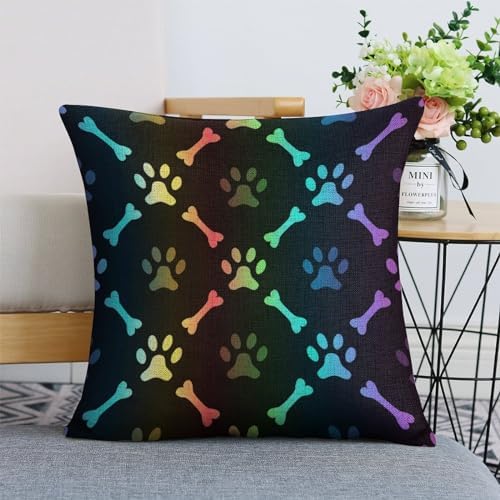 JOJOART Paw Print Bone Throw Pillow Covers Set of 2