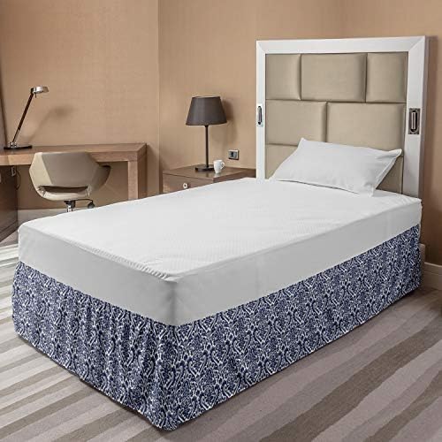 Ambesonne Victorian Bed Skirt with Baroque Damask Design