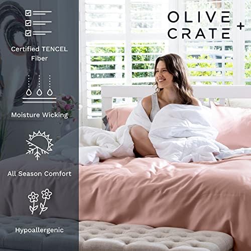 Olive Crate Eucalyptus Sheets Set Queen Size Cooling Hypoallergenic