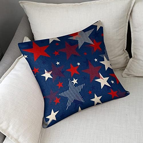 JOJOART USA Flag Linen Throw Pillow Covers Set of 2