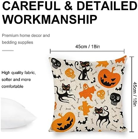 JOJOART Ghost Pumpkin Cat Halloween Pillow Covers Set of 2 1