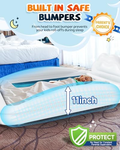 CHERIMOR Toddler Air Mattress with Electric Pump Safety Sides Carry Bag