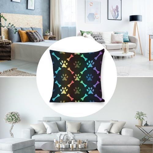 JOJOART Paw Print Bone Throw Pillow Covers Set of 2