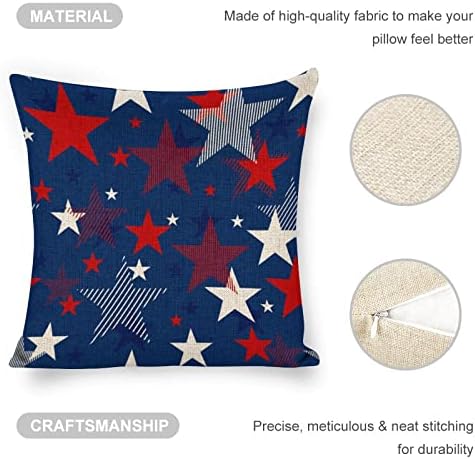 JOJOART USA Flag Linen Throw Pillow Covers Set of 2