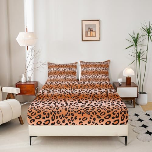Manfei Cheetah Fur Print Twin Fitted Sheet Set