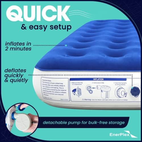 EnerPlex Portable Air Mattress with Pump - Twin Grey