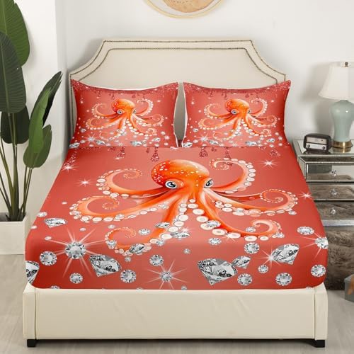 Castle Fairy Octopus Sheet Set Twin Size with Pillowcase