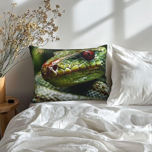 2 Pack Green Snake Pillow Cases with Hidden Zipper