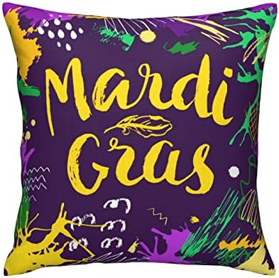 Mardi Gras Throw Pillow Covers 18x18 Inches Double-Sided Design