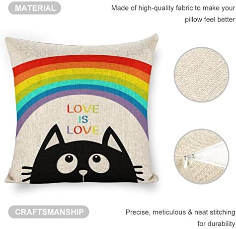 JOJOART Rainbow Funny Cat Pillow Covers Set of 2