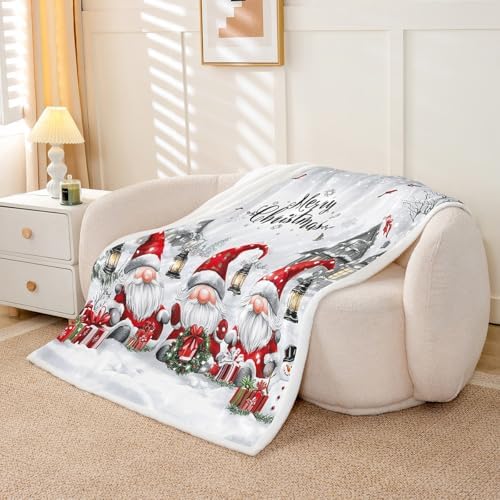 Feelyou Gnome Christmas Sherpa Throw Blanket