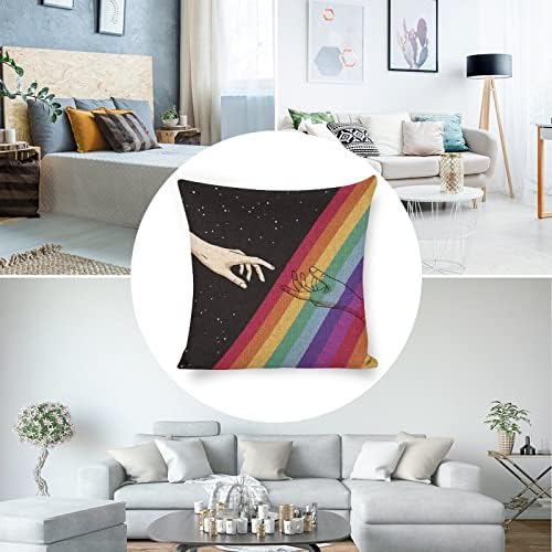 JOJOART Rainbow Hand in Space Throw Pillow Covers Set of 2