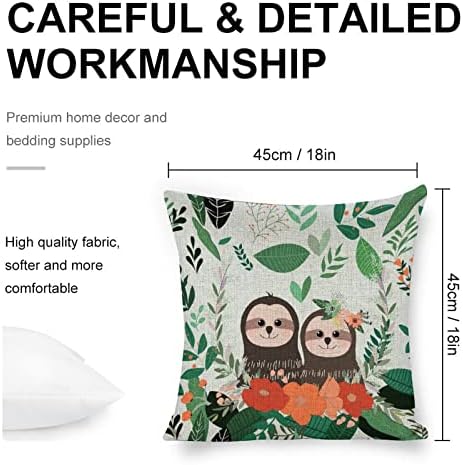JOJOART Cute Doodle Sloth Linen Pillow Covers Set of 2