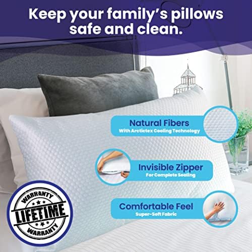 Slumberfy Cooling Waterproof Pillow Protector - Noiseless Zippered 20x26 in