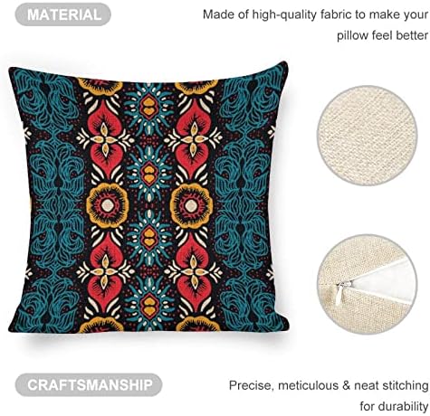 JOJOART Ikat Geometric Linen Pillow Covers 18x18In Set of 1