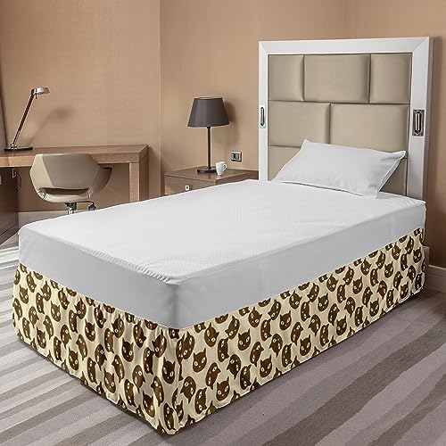 Ambesonne Kitten Bedskirt with Artwork Twin XL Champagne Chocolate
