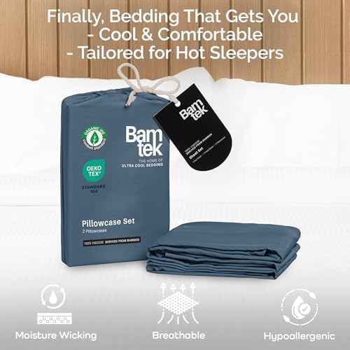 Bamtek Cooling Bamboo Pillow Cases Queen Size Set of 2