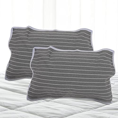 ULTECHNOVO 2Pcs Skid Pillow Towel Breathable Cover Striped Design
