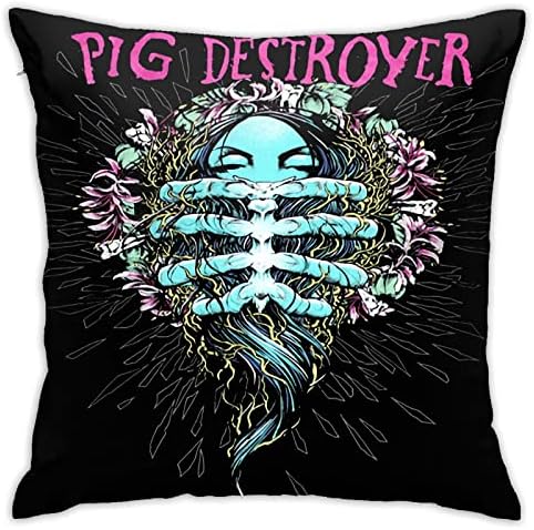 AMIOUDR Throw Pillow Covers Pig Singer Destroyer Band 18x18 Square Pillowcase