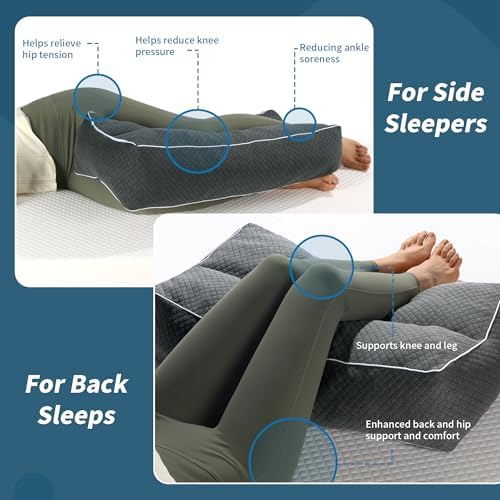 HOMBYS Shredded Memory Foam Leg Pillow for Side Sleepers Grey