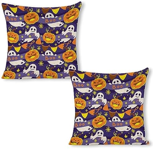 JOJOART Halloween Pumpkin Ghost Pillow Covers Set of 2 1