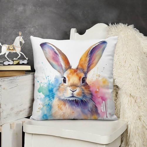 HighonHi Decorative Velvet Bed Pillowcase Happy Easter Bunny Pattern 16x16