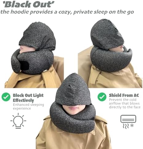 LuxeVoy 2025 Travel Neck Pillow Set - Matt Black