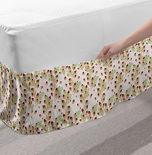 Ambesonne Autumn Bed Skirt with Acorns Print