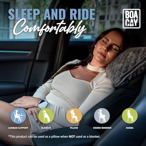 BOACAY Packable Travel Blanket with Pillow and Case