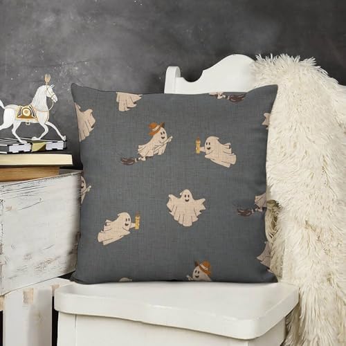 JOJOART Cute Ghosts Linen Pillow Covers Set of 2