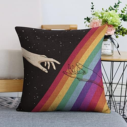JOJOART Rainbow Hand in Space Throw Pillow Covers Set of 2